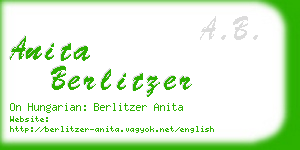 anita berlitzer business card